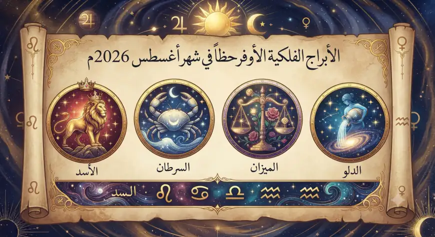 أبرزها الأسد والسرطان: هذه هي الأبراج الأوفر حظاً وسعادة في أغسطس 2026