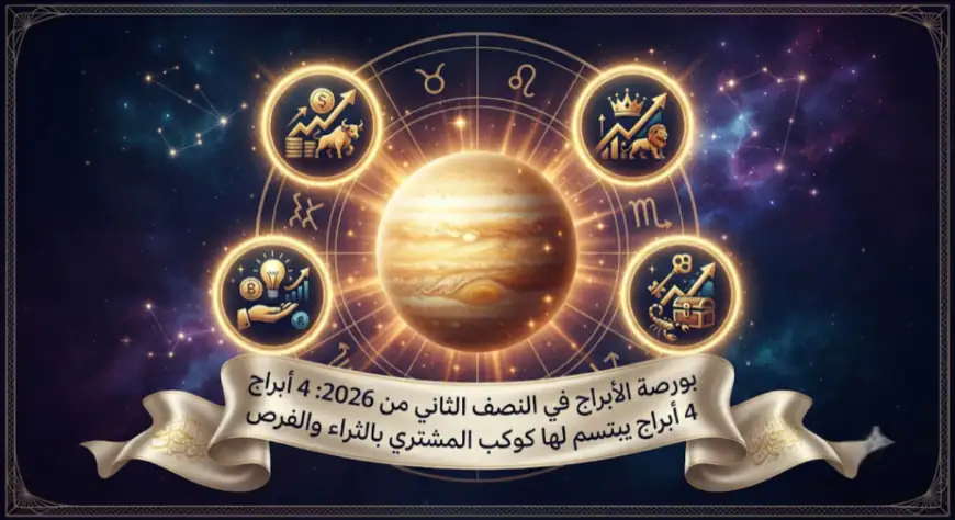 بورصة الأبراج في النصف الثاني من 2026: 4 أبراج يبتسم لها كوكب المشتري بالثراء والفرص